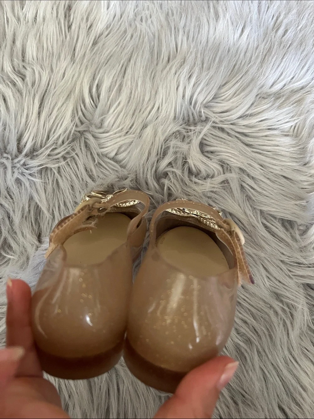 Mini Melissa Sparkling Gold Butterfly Mary Jane Flats